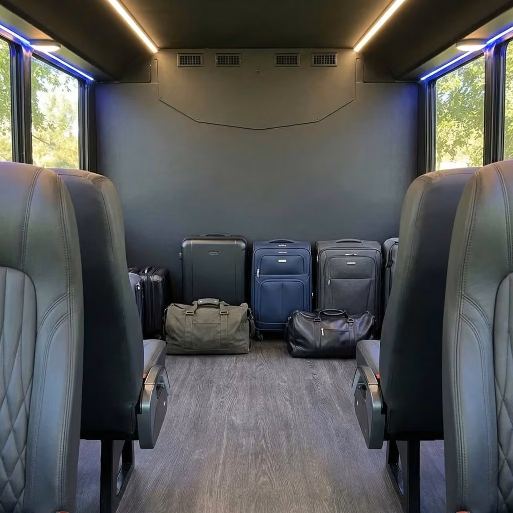 ankeny 20 passenger minibus luggage area
