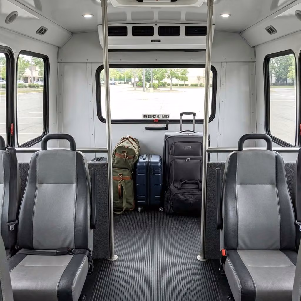 ankeny 28 passenger minibus luggage area