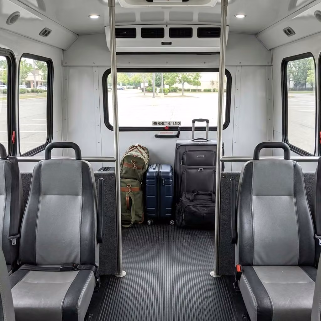 ankeny 30 passenger minibus luggage area