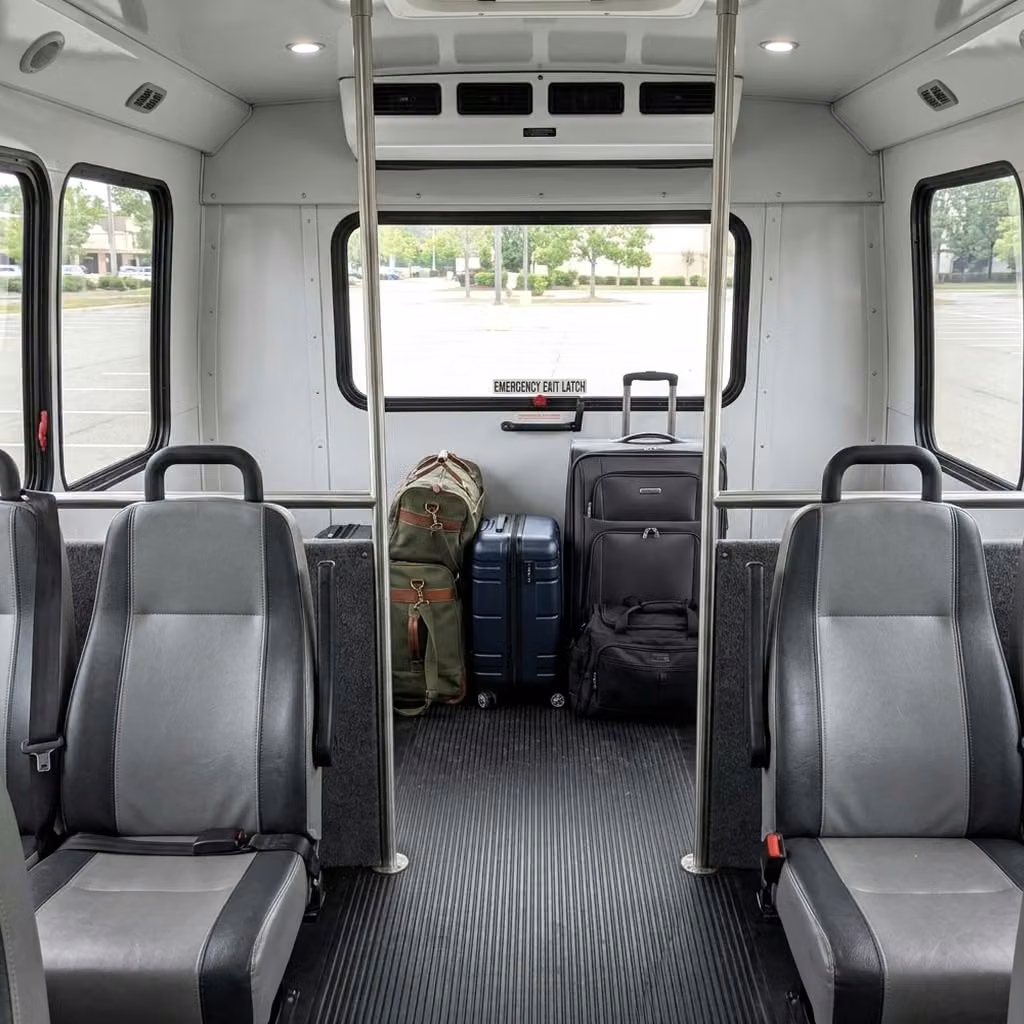 ankeny 35 passenger minibus luggage area
