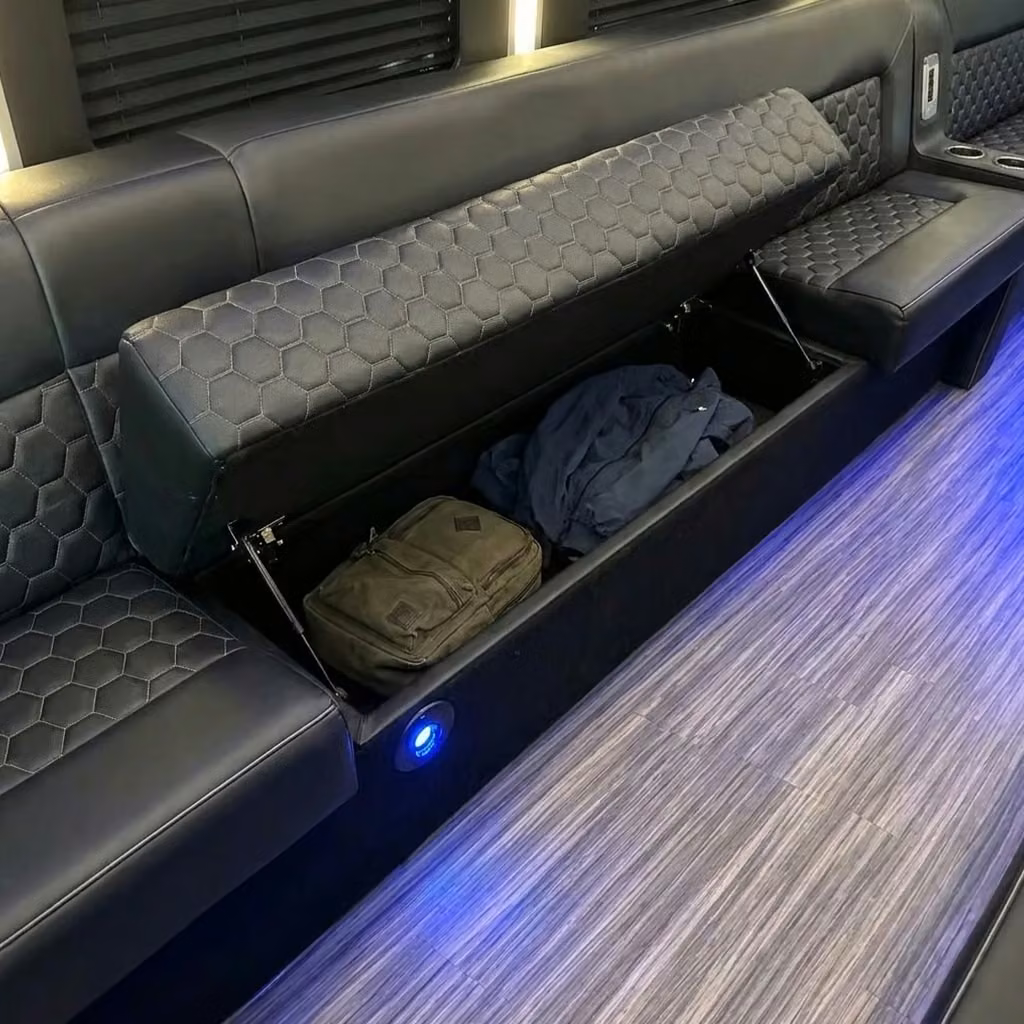 ankeny party bus under seat storage