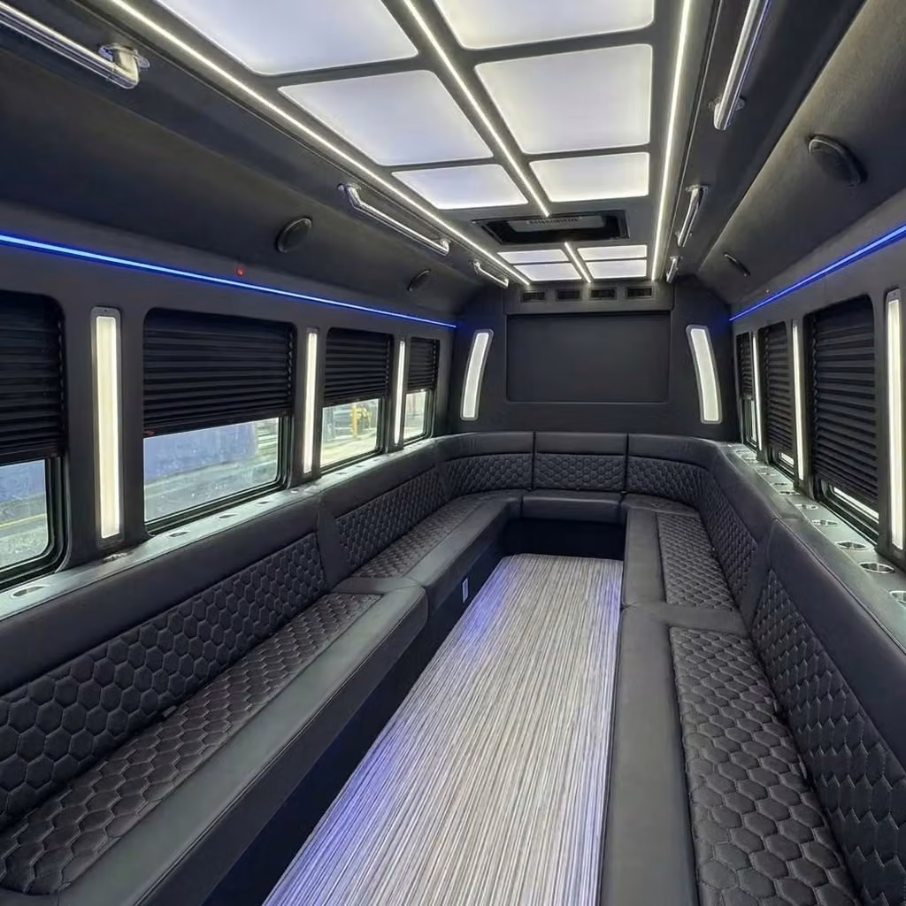 ankeny party bus wraparound seating