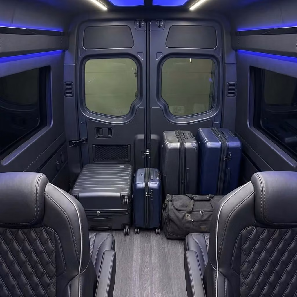 ankeny sprinter van rental with driver luggage area