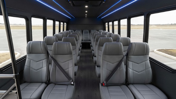 Interior of Charter Bus Company Cedar Rapids's 28 Passenger Mini bus in Cedar Rapids