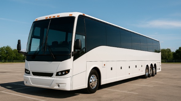 Exterior of Charter Bus Company Cedar Rapids's 50 Passenger Charter Bus in Cedar Rapids