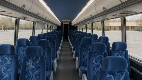Interior of Charter Bus Company Cedar Rapids's 50 Passenger Charter Bus in Cedar Rapids