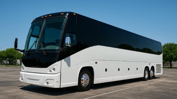 Exterior of Charter Bus Company Cedar Rapids's 54 Passenger Charter Bus in Cedar Rapids