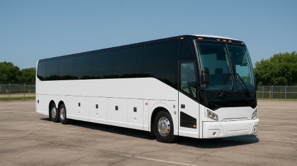 Exterior of Charter Bus Company Cedar Rapids's 56 Passenger Charter Bus in Cedar Rapids