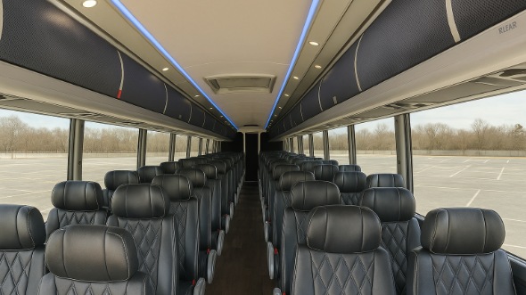 Interior of Charter Bus Company Cedar Rapids's 56 Passenger Charter Bus in Cedar Rapids