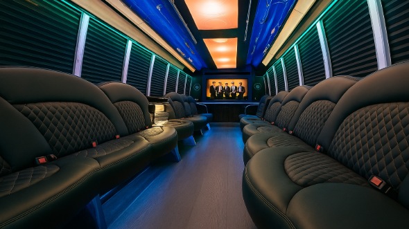 Interior of Charter Bus Company Cedar Rapids's Party Bus in Cedar Rapids